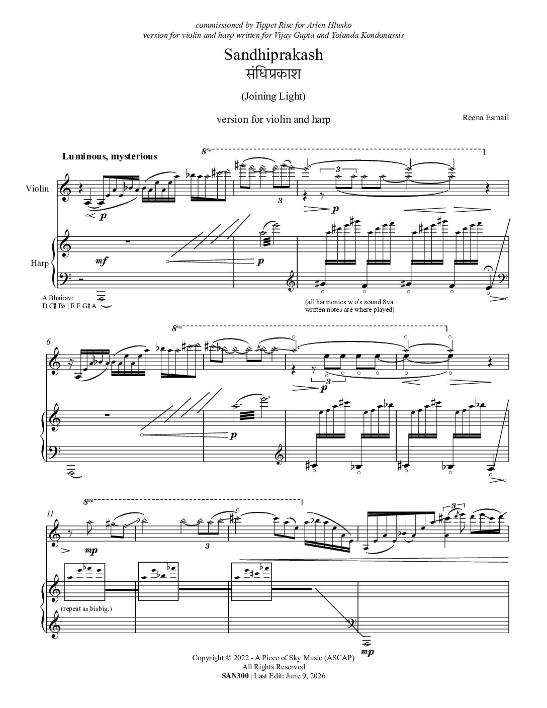 Sandhiprakash violin and harp version